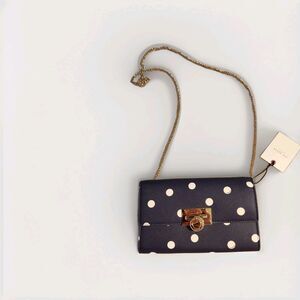 NWT Ted Baker Navy Blue Polka Dot Crossbody Clutch
